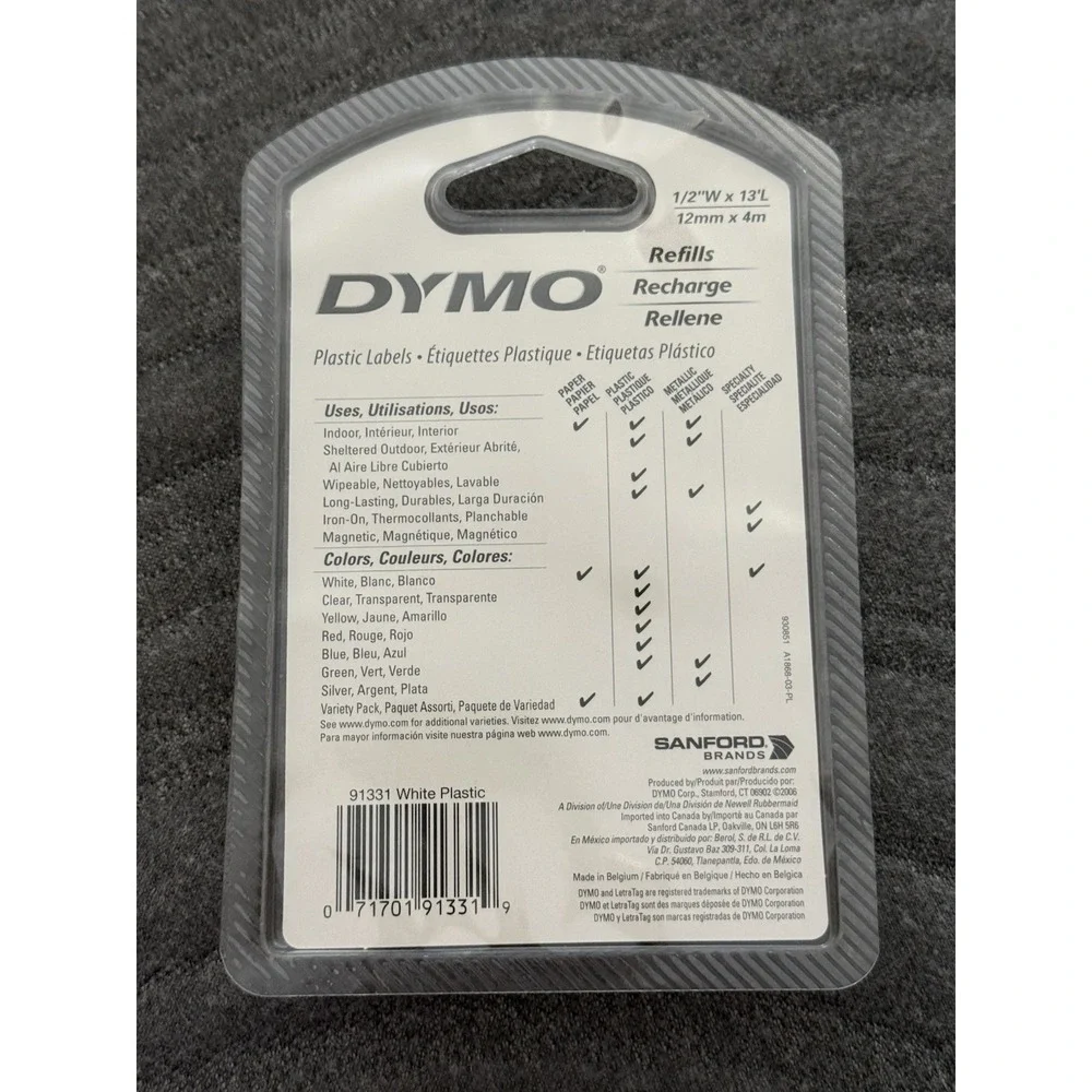 DYMO LetraTag Plastic Label Tape Cassette 1/2